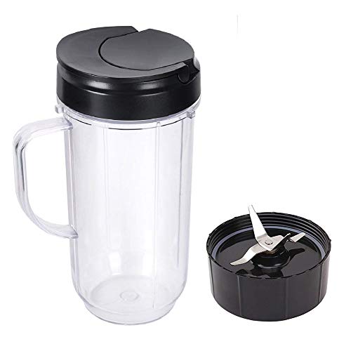 Joystar Handled Smoothie 22oz Mug Replacement cup with blade and Flip Top Lid Compatible with Original Magic Bullet Blender MB 1001 /MB 1001B/MBR-1701 /MBR-1702 /MBR-1101 /MB-BX1770-02/MBR-0301