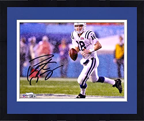 Framed Peyton Manning Indianapolis Colts Autographed 8″ x 10″ Super Bowl XLI Running in Rain Photograph – Autographed NFL Photos