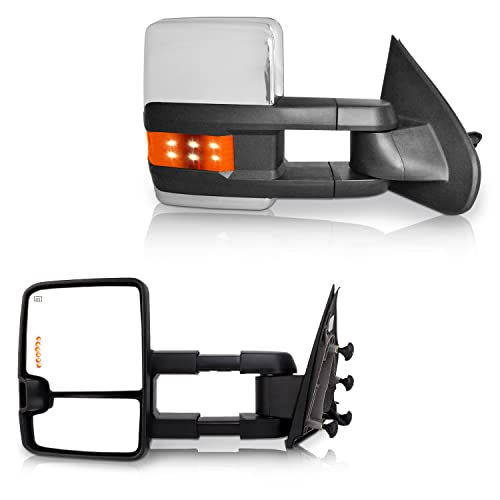 Perfit Zone TOWING MIRROR Replacement Fit For SILVERADO SIERRA 14-ON With Power Heated Smoke Signal Light Pair Set