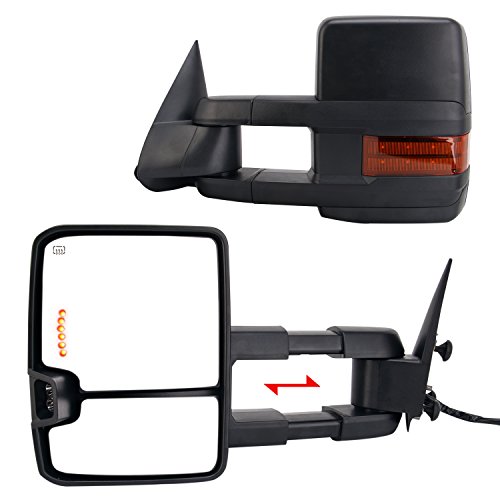 Perfit Zone TOWING MIRROR Replacement Pair Fit For SILVERADO SIERRA 03-06 POWERED,BLACK,HEATED,W/AMBER SIGNAL .W/ARROW LIGHT IN THE GLASS