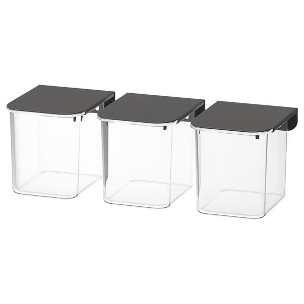 IKEA Skadis Container with Lid Gray / 3 Pack 803.469.22