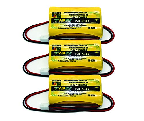 3PC Encore 50-1008, CUSTOM-278 2.4V Replacement Emergency Light Battery
