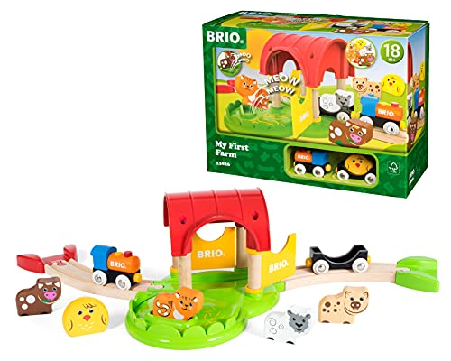 BRIO World – 33826 My First Farm | 12 Piece Wooden Toy Train Set for Kids Ages 18 Months and Up