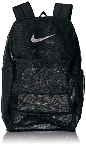 NIKE Brasilia Mesh Backpack 9.0, Black/Black/White, One Size
