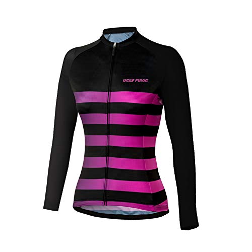 UGLY FROG Women’s Cycling Jerseys Tops Biking Shirts Long Sleeve Bike Clothing Full Zipper Bicycle Jacket Pockets