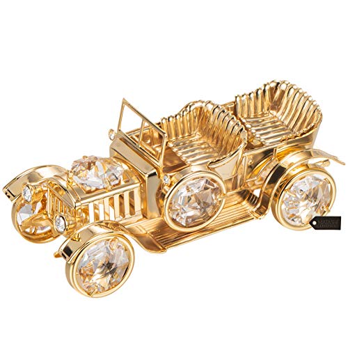 Matashi 24K Gold Plated Crystal Studded Vintage Car Ornament Classic Home Decor Desktop Decoration Showpiece – Gift for Mother’s Day Holiday Birthday Ideal Gift for Mom Son Brother Children Friends
