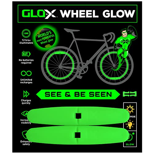 GLO-X Glow Bike Wheel Lights for Kids & Adults (2 Pack) – Rechargeable Spoke Lights for Bike Wheels, 360° Illumination – Revolutionary Solar Bike Lights for Wheels – Wheel Bike Lights Front and Back