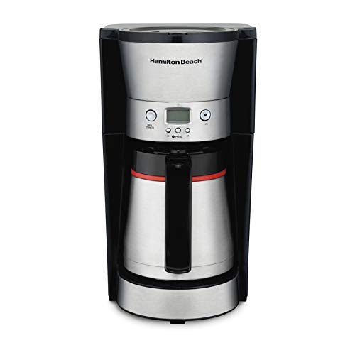 Hamilton Beach Programmable Coffee Maker with 10 Cup Thermal Carafe, 3 Brewing Options, Auto Shutoff & Pause and Pour, Stainless Steel (46899A)