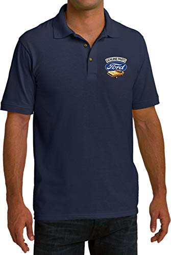 Ford Mustang Genuine Parts Pocket Print Pique Polo, Navy XL