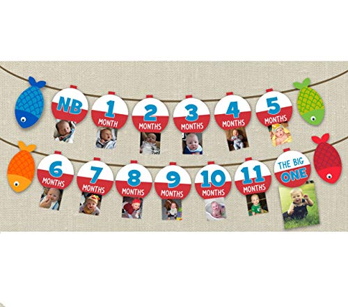 Fishing Milestone Banner Children From Birth to One Year Old Record Photo Banner Set of 1