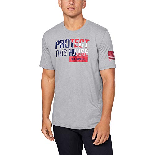 Under Armour Men’s Freedom USA Pth T-Shirt , Steel Light Heather (035)/Red , Small