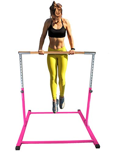 Athletic Horizontal Bar 5 Ft Adjustable Gymnastics Bars 300 Lb Capacity Standard Kip Kids Jungle Jr Training Pink