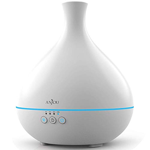 Essential Oil Diffuser, One Fill for 15hrs Consistent Scent & Aromatherapy, Anjou 500ml Wood Grain Cool Mist Humidifier, World’s First Diffuser with Patented Oil Flow System for Home & Office