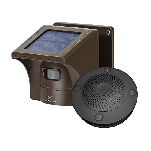 eMACROS 1/2 Mile Long Range Solar Wireless Driveway Alarm Outdoor Weather Resistant Motion Sensor & Detector-Security Alert System-Monitor & Protect Outside Property