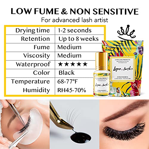 Extra Powerful Eyelash Extension Glue – Lyon Lash 5ml Performance Glue | 1-2 Sec Dry Time | 6-8 Weeks Retention | Black Adhesive Supplies for Professional Use | The Storepaperoomates Retail Market - Fast Affordable Shopping
