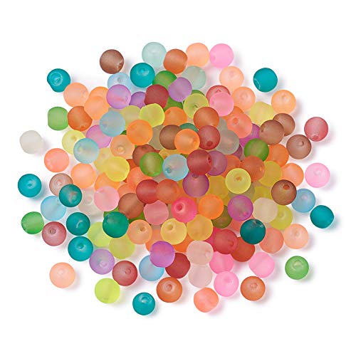 Craftdady 500Pcs 4mm Transparent Frosted Glass Beads Tiny Crystal Glass Round Loose Spacer Beads Random Mixed Colors for Jewelry Making Hole: 1mm
