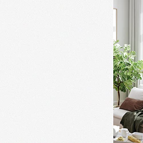 HIDBEA Frosted Window Privacy Film Non-Adhesive, Reusable Window Glass Films Heat Control Self Static Cling Removable Window Stickers for Home Office Living Room (White Frosted, 35.4 Inch x 8.2 Feet)
