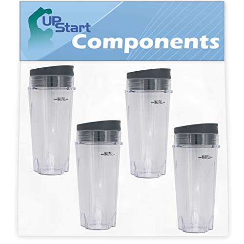 4 Pack UpStart Components Replacement Single Serve 16 oz Cup Compatible with Ninja Professional Blender BL660 1100-Watt
