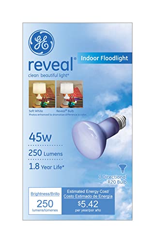 GE Lighting 73439 45 Watt R20 Reveal Flood Light Bulb