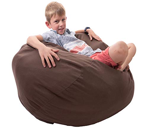 Bean Bag Covers Only Stuffed Animal Storage Stuffed 40-48″ Brown Anti Tear Premium Cotton Canvas Chair for Toys Perfect Storage Solution