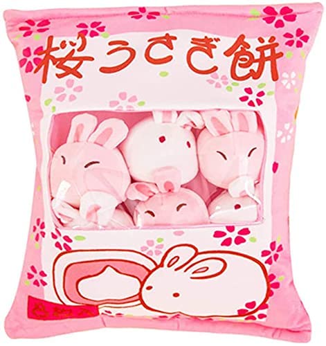 SHDZKJ Cute Bag of Cherry Blossom Bunnies Plush Toy Soft Throw Pillow Stuffed Animal Toys Creative Gifts Room Decor…