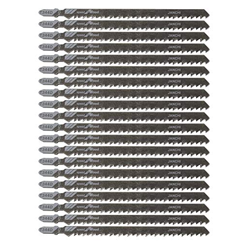 20Pack T344D Long Jigsaw Blades Set, HCS 6-Inch 6TPI T-Shank Contractor Straight-Cut Jig Saw Blade Designed for Quick Cutting Thick Construction Timber, Softwood, Chipboards, Wood Core Plywood