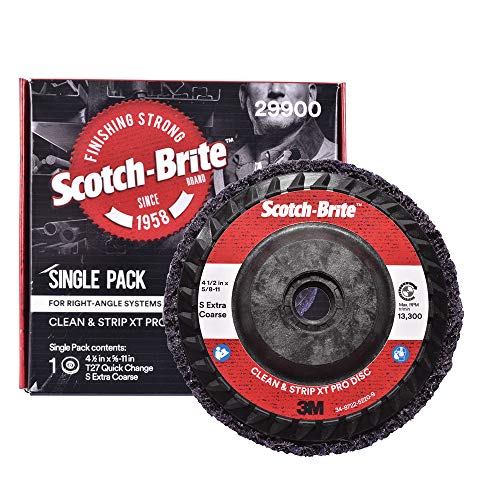 Scotch-Brite Clean and Strip XT Pro Disc – Rust and Paint Stripping Disc – 4.5” diam. x 5/8-11 Quick Change Thread – Extra Coarse Silicon Carbide – Pack of 1
