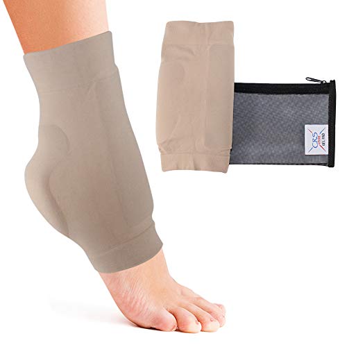 CRS Cross Boot Bumper Gel Pad Sleeve – Padded Skate Sock for Foot Protection of Achilles Tendon & Lace Bite Area Skating, Hockey, Roller, Ski, Hiking, & Riding Boots (2 Sleeves & Bag) (X-Large)