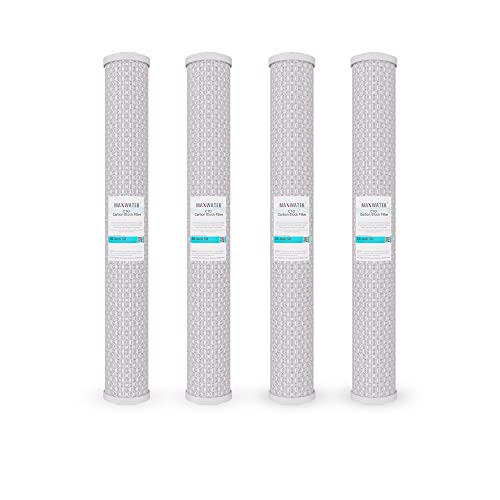 (4 Pack) 20″ x 2.5″ Carbon Block Water Filter Whole House Reverse Osmosis CTO Carbon 5 Micron compatible with 20″ Slim Blue Whole House Water Filtration Systems