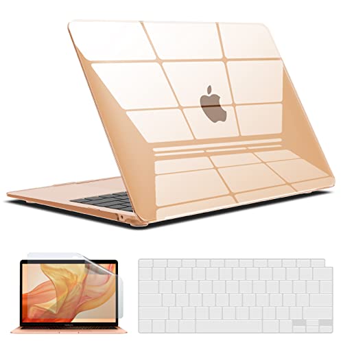 IBENZER Compatible with 2022 2021 2020 MacBook Air 13 inch case M1 A2337 A2179 A1932, Hard Shell Case&Keyboard Cover&Screen Film for Mac Air 13 with Touch ID, Crystal Clear, AT13CYCL+2