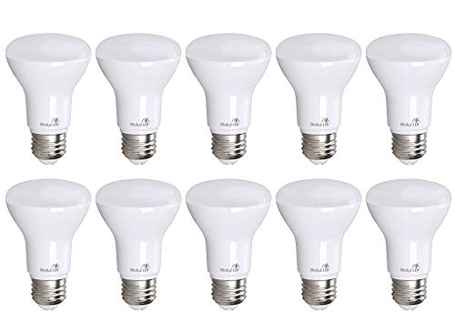 Bioluz LED 10 Pack 90 CRI R20 BR20 LED Bulb 3000K Bright Soft White 6W = 50 Watt Replacement 540 Lumen Indoor/Outdoor UL Listed CEC Title 20 Compliant Pack of 10