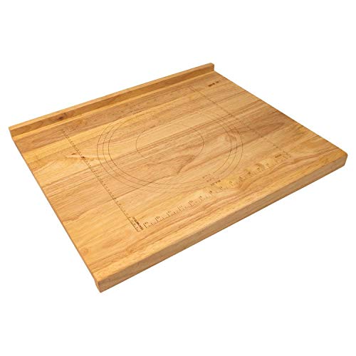 Zelancio Reversible Wooden Pastry Board – 24″ x 20″ Pastry Board with Engraved Ruler and Pie Board Template, Features Front and Back Counter Lip