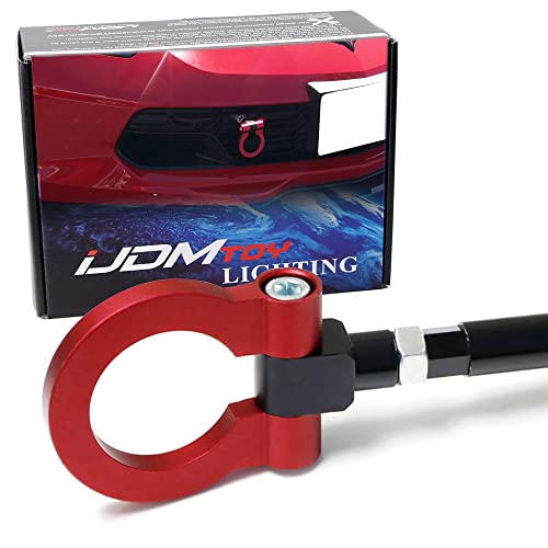 iJDMTOY Red Track Racing Style Front Bumper Tow Hook Ring Compatible With 2014-2019 Chevrolet Corvette Z06 ZR1 Z51, Made of Light Weight CNC Aluminum