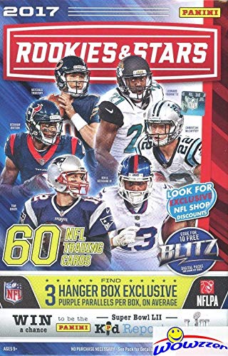 2017 Panini Rookies & Stars NFL Football HUGE 60 Card Factory Sealed HANGER Box with 3 EXCLUSIVE PURPLE PARALLELS! Look for RC & Autos of PATRICK MAHOMES, Mitch Trubisky,Deshaun Watson & More! WOWZZER