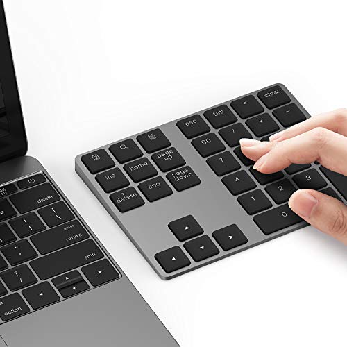 Bluetooth Number Pad, Lekvey Aluminum Rechargeable Wireless Numeric Keypad Slim 34-Keys External Numpad Keyboard Data Entry Compatible for Macbook, MacBook Air/Pro, iMac Windows Laptop Surface Pro etc | The Storepaperoomates Retail Market - Fast Affordable Shopping