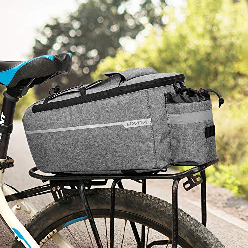 Lixada Insulated Trunk Cooler Bag for Warm or Cold Items,Bicycle Rear Rack Storage Luggage,Reflective MTB Bike Pannier Bag (Gray)