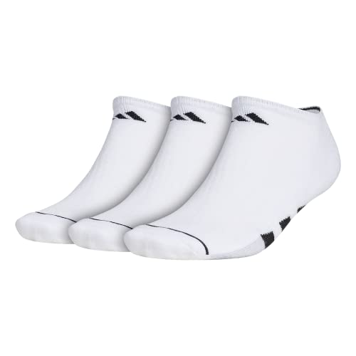 adidas Men’s Cushioned No Show Socks (3-Pair), White/Black/Clear Onix Grey, Large