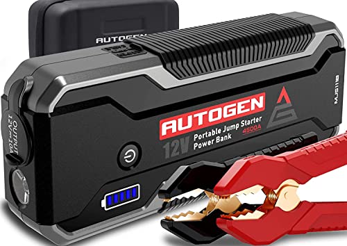 Car Battery Jump Starter, AUTOGEN 4500A Lithium Jump Box (All Gas and 10.0L Diesel Engine), Auto Battery Booster Pack, Portable Car Battery Charger Jump Pack with 12V DC Output and EVA Case