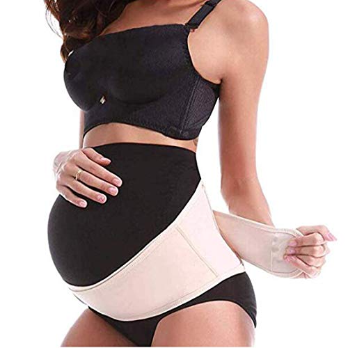 Maternity Belt 2.0 – Belly Band for Pregnancy, Two in One Pregnancy Belt for Your Entire Pregnancy and Postpartum Recovery, Breathable Back and Pelvic Support Prenatal Cradle (Universal Size, Beige)