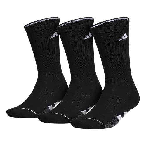 adidas Men’s Cushioned Crew Socks (3-Pair), Black/White/Onix Grey, Large