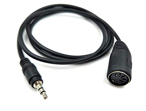 Poyiccot 3.5mm to 5 Pin DIN Female Cable, 5 pin DIN Female to 3.5mm Male Connector Jack Plug Wire Cord for MIDI Keyboard (1m /3.3feet)