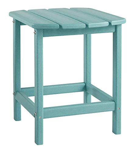 Signature Design by Ashley Sundown Treasure Outdoor Patio HDPE Weather Resistant End Table, Blue