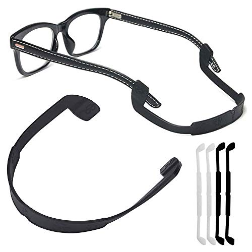Silicone Eyeglass Strap Eyewear Retainers Sports Anti-slip Elastic Glasses Sunglass Cord Holder for Men Women Eye Protection (4Pcs/Pack[Black X 2, White X 2])