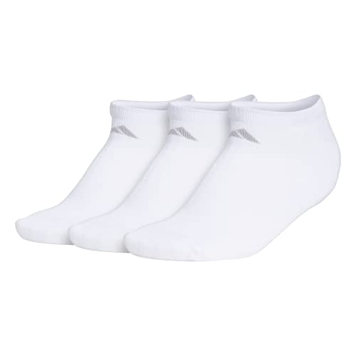 adidas Women’s Cushioned No Show Socks (3-Pair), White/Clear Onix Grey, Medium