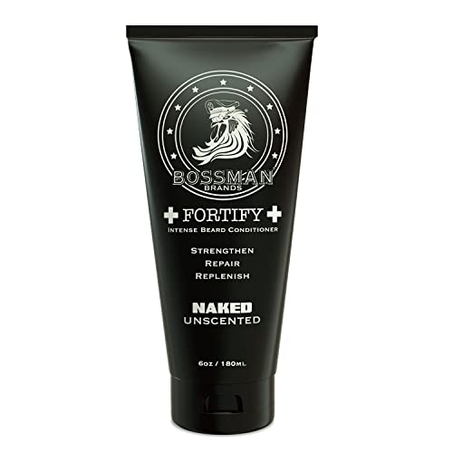 Bossman Fortify Intense Beard Conditioner – Shower Beard Wash, Moisturizer and Beard Softener for Men – Beard Growth Products – Made in USA (Naked Scent)