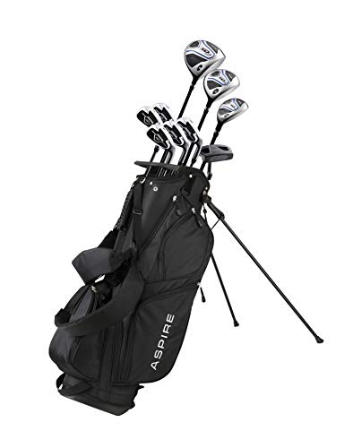 Aspire XD1 Men’s Complete Golf Clubs Package Set Includes Titanium Driver, S.S. Fairway, S.S. Hybrid, S.S. 6-PW Irons, Putter, Bag, 3 H/C’s Right Hand – BLUE – Choose Size! (Tall Size +1″, Right Hand)