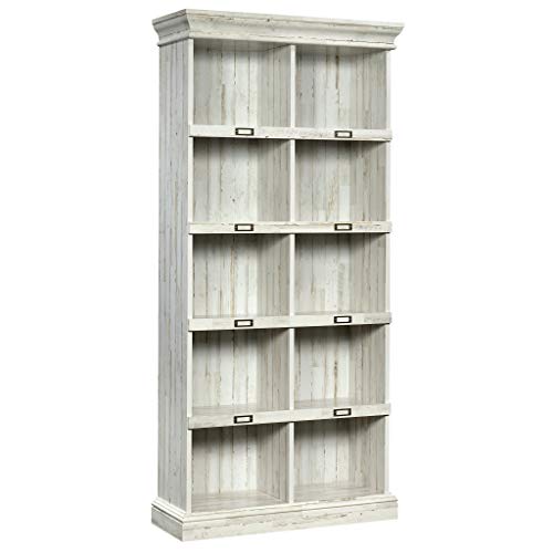 Sauder Barrister Lane Bookcase, L: 35.55″ x W: 13.5″ x H: 75.04″, White Plank