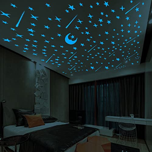 Glow in The Dark Stars Stickers for Ceiling and Wall, 216 Pcs Glowing Stars for Ceiling,Star Wall Decals for Kids Baby Room Birthday Gift