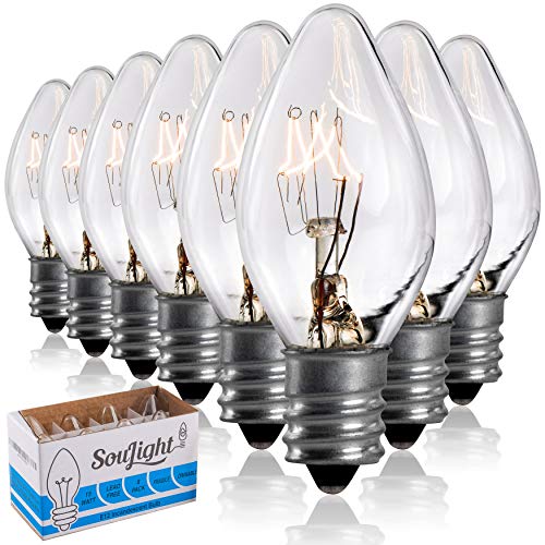 Salt Rock Lamp Bulb 15 Watt Replacement Bulbs for Himalayan Salt Lamps & Baskets, Chandeliers, Candle & Wax Warmers, Night Lights. Incandescent E12 Socket w/Candelabra Base, C7, Warm White – 8 Pack