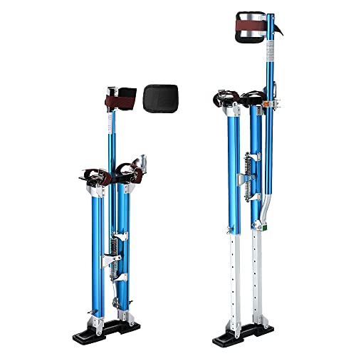 ZeHuoGe Blue Drywall Stilts 24″-40″ with Knee Pads Protection, Adjustable Aluminum Tool Stilt for Painting Taping or Cleaning US Delivery (Blue 24″ – 40″)